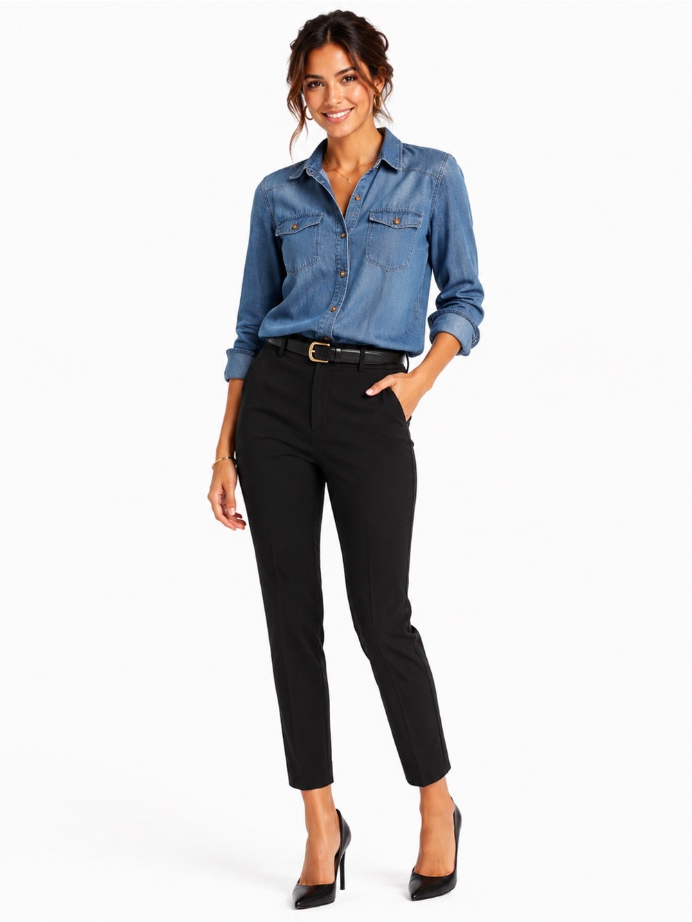 Vigoss Denim Blue Button-Down Shirt